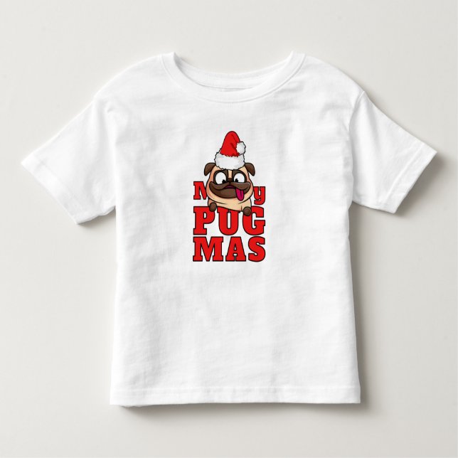 Bebé Camiseta Santa Pug Toddler de Merry Pugmas (Anverso)