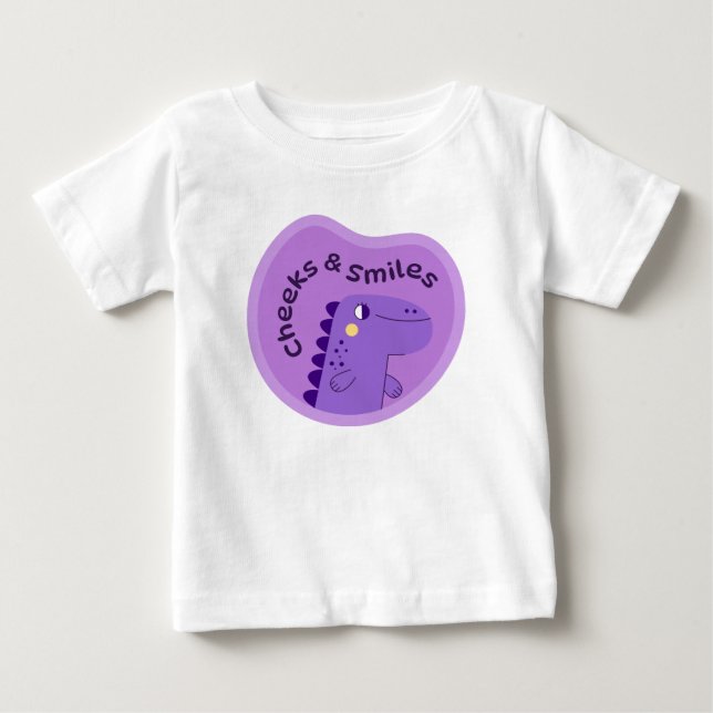 Bebé Camiseta sonriente de dinosaurio lindo (Anverso)