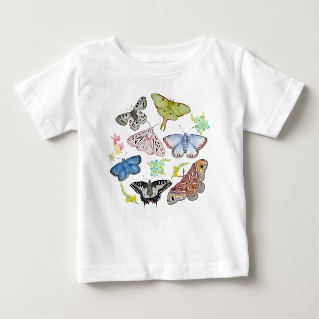 Bebé Camiseta Sueños de Acuarela de Mariposas (Anverso)