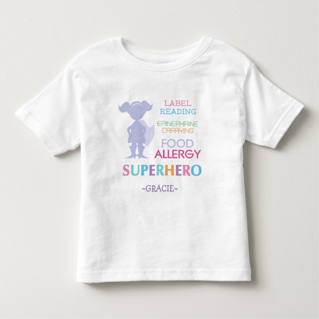 Bebé Camiseta Superhéroe Niñas Alerta de Alergia a los  (Anverso)