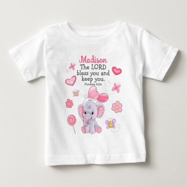 Bebé Camiseta superior con nombre personalizado de niña (Anverso)