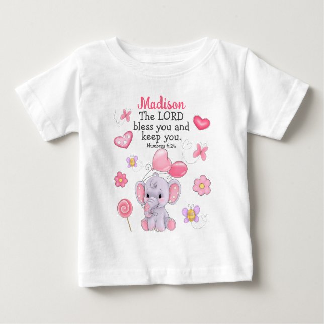 Bebé Camiseta superior de escritura de bendición chica  (Anverso)