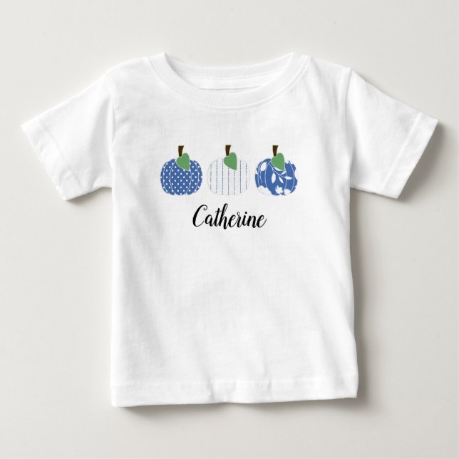 Bebé Camiseta Trio de Calabaza Azul para Niñas (Anverso)