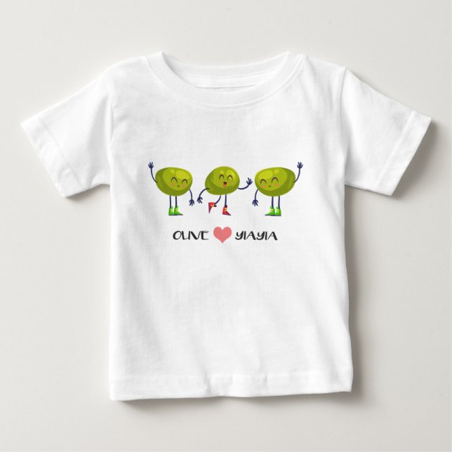 Bebé Camiseta verde oliva de Yiayia (Anverso)