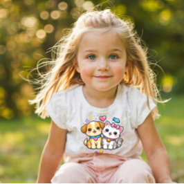 Bebé Camiseta Y2K de cachorro y gatito lindo para niños