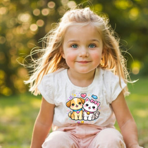 Bebé Camiseta Y2K de cachorro y gatito lindo para niños