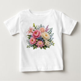 Bebé Camiseta y regalo de arte botánico de ramo floral 