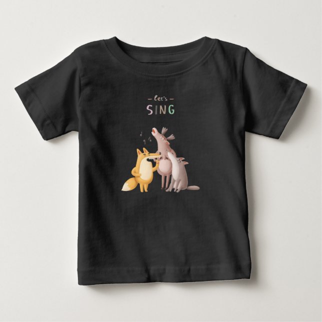Bebé Cantemos una camiseta para bebés de animales de Wo (Anverso)