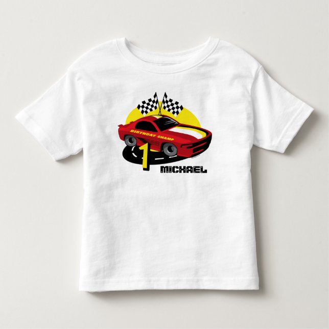 Bebé Carro de carrera primera camiseta de cumpleaños (Anverso)