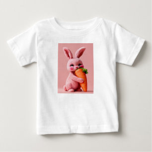 Bebé Carrot Abrazo de conejo rosa: camiseta de fosas de