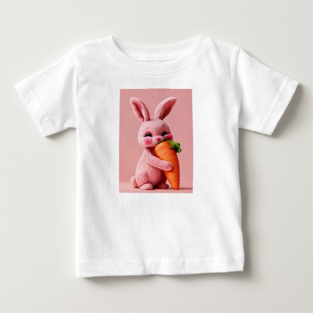 Bebé Carrot Abrazo de conejo rosa: camiseta de fosas de (Anverso)