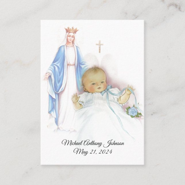 Bebé católico Baptismal Recuerdo de la tarjeta sag (Anverso)