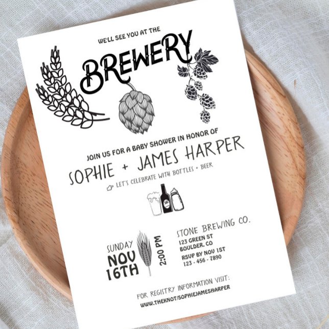 Bebé cervecero - B&W - Invitación Baby Shower (Subido por el creador)