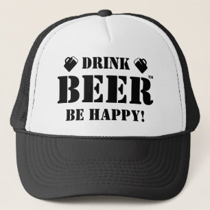 ¡Bebe Cerveza Sé Feliz! Gorra de Camionero