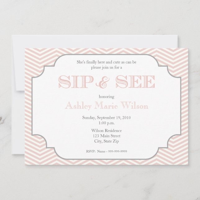 Bebé Chevron Sip y ver invitación (Anverso)