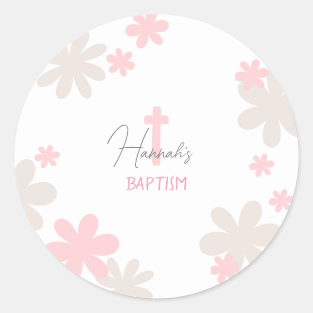 Bebé Chica Cute Baptism Table Confetti Pegatina (Anverso)