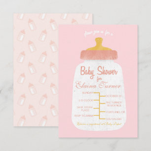 Bebé Chica Ducha Bebé Invitación a Botella