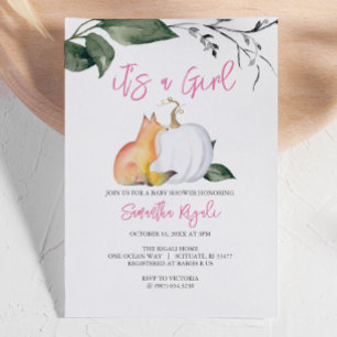 Bebé Chica Ducha Invitaciones Calabaza y Fox