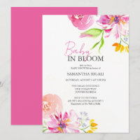 Bebé Chica Invitación a ducha Floral acuarela