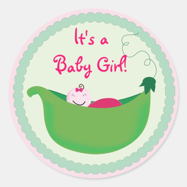 Bebé Chica Pea Pod Tartas y Pegatinas (Anverso)