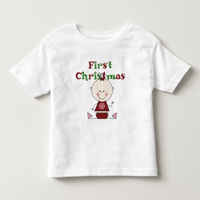 Bebé Chica Primera camisetas y regalos de Navidad (Anverso)