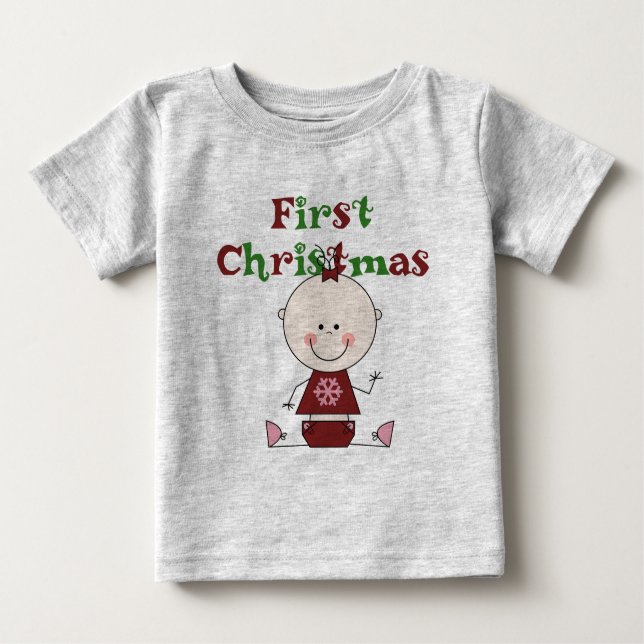 Bebé Chica Primera camisetas y regalos de Navidad (Anverso)