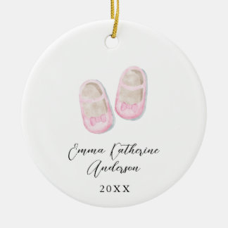 Bebé Chica Rosa Zapatos Navidades Ornamento cerámi