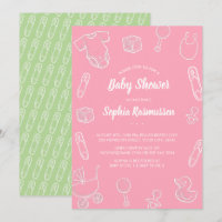 Bebé Chica Toyos Ropa Invitación rosa de Baby Show