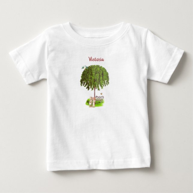 Bebé Chicas de la época recogiendo flores camiseta para (Anverso)