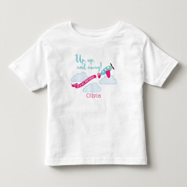 Bebé Chicas en avión camiseta de cumpleaños personaliza (Anverso)