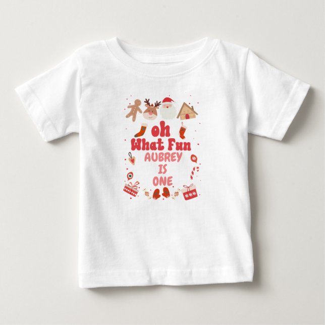 Bebé Chicas retro Oh Qué Camiseta De Primer Cumpleaños  (Anverso)