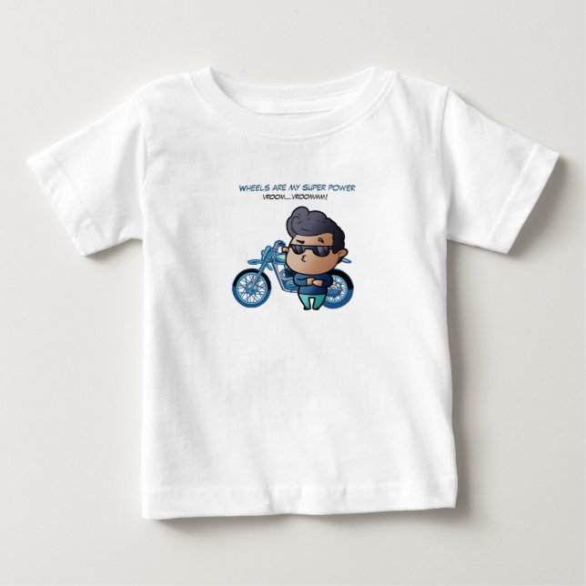 Bebé Chico con gafas de sol y camiseta de motocicleta (Anverso)