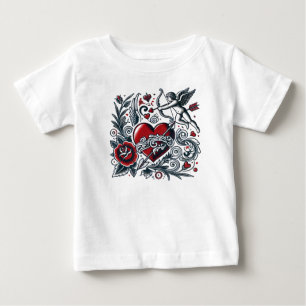Bebé Clásico Tattoo Love: Diseño de Corazón y Camiseta 