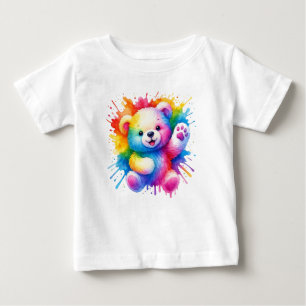 Bebé Colorida acuarela Teddy Bear Cute camiseta de vera