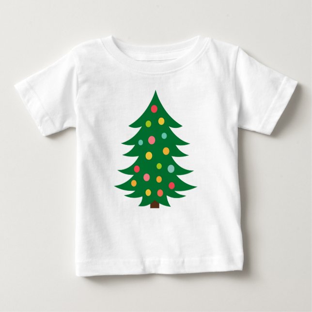 Bebé Colorida camiseta de árbol de Navidad (Anverso)