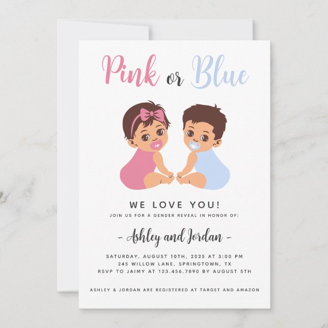 Bebé con invitación a revelar de género pacificado (Anverso)