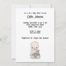 Bebé con libros Invitación a la ducha, personaliza