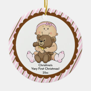 Bebé con Ornamento de Navidad del Primer Año del B