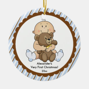 Bebé con ornamento del navidad del bebé del oso el