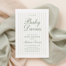 Bebé con Raya Verde Invitación de Baby Shower Neut