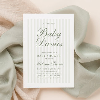 Bebé con Raya Verde Invitación de Baby Shower Neut