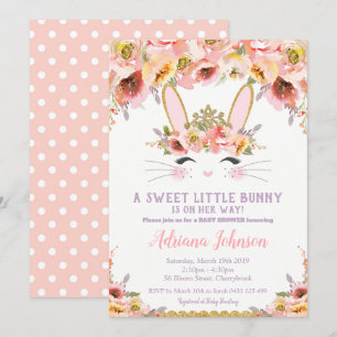 Bebé conejito Invitación Chica Conejo Floral