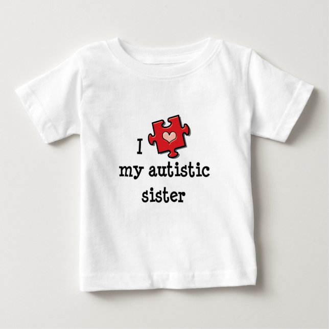 Bebé Corazón de mi hermana autista autismo camiseta beb (Anverso)