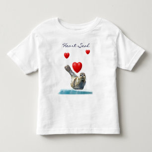 Bebé CORAZÓN SEAL PUP San Valentín camiseta de un chico
