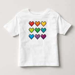 Bebé Corazones de arco iris de Pixel alegres - camiseta