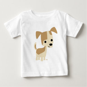 Bebé Cordón curioso de dibujos animados Perro Camiseta 