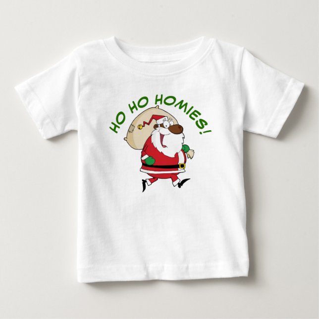 Bebé Corriendo la camiseta negra de Santa (Anverso)