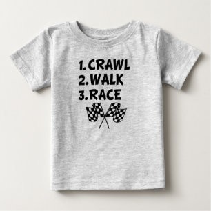 Bebé Crawl Walk Race graciosa camiseta de niño