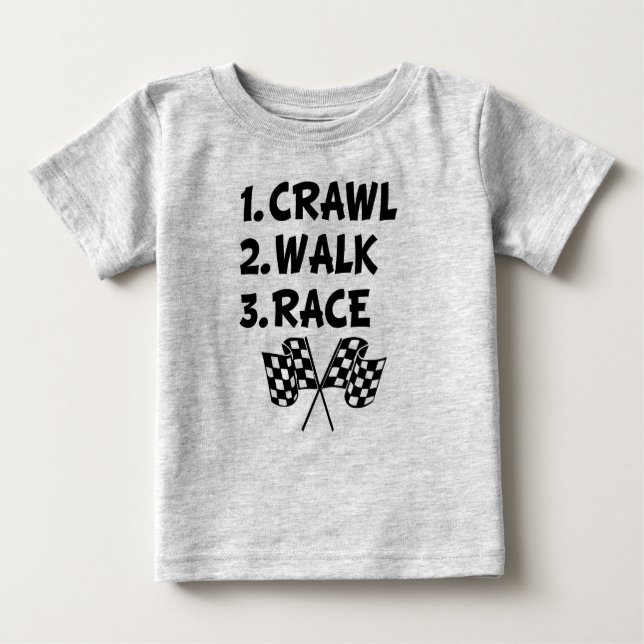 Bebé Crawl Walk Race graciosa camiseta de niño (Anverso)
