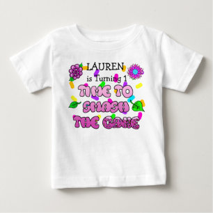 Bebé Cumpleañera, nombre y edad, Camiseta de Tarta de C
